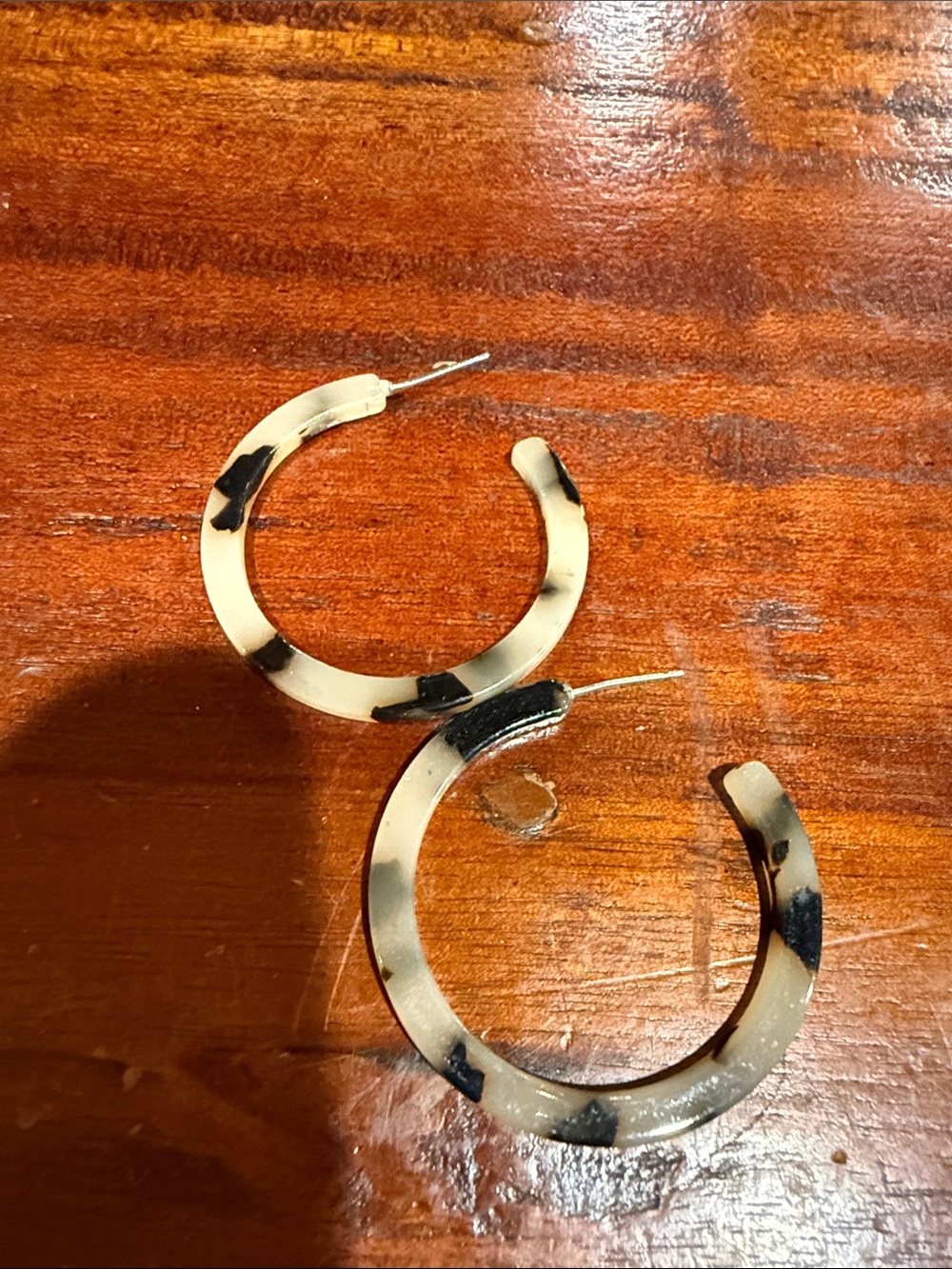 Tortoiseshell Hoop Earrings - Cream and Black Hoops